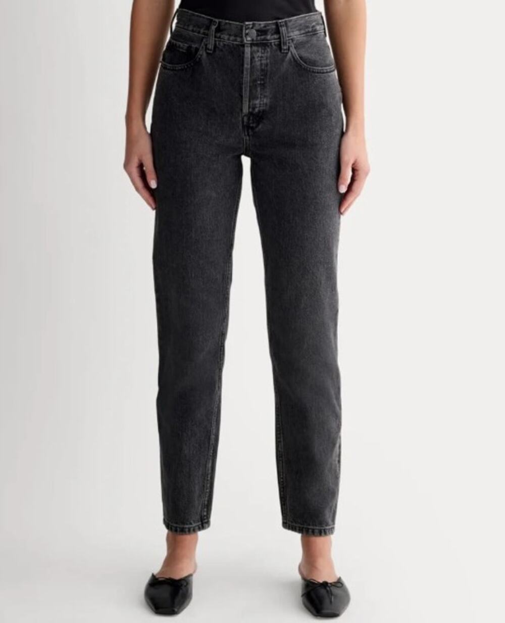 Everlane The Curvy 90s Cheeky Straight Crop Jeans, Faded Black Wash, Size 24
